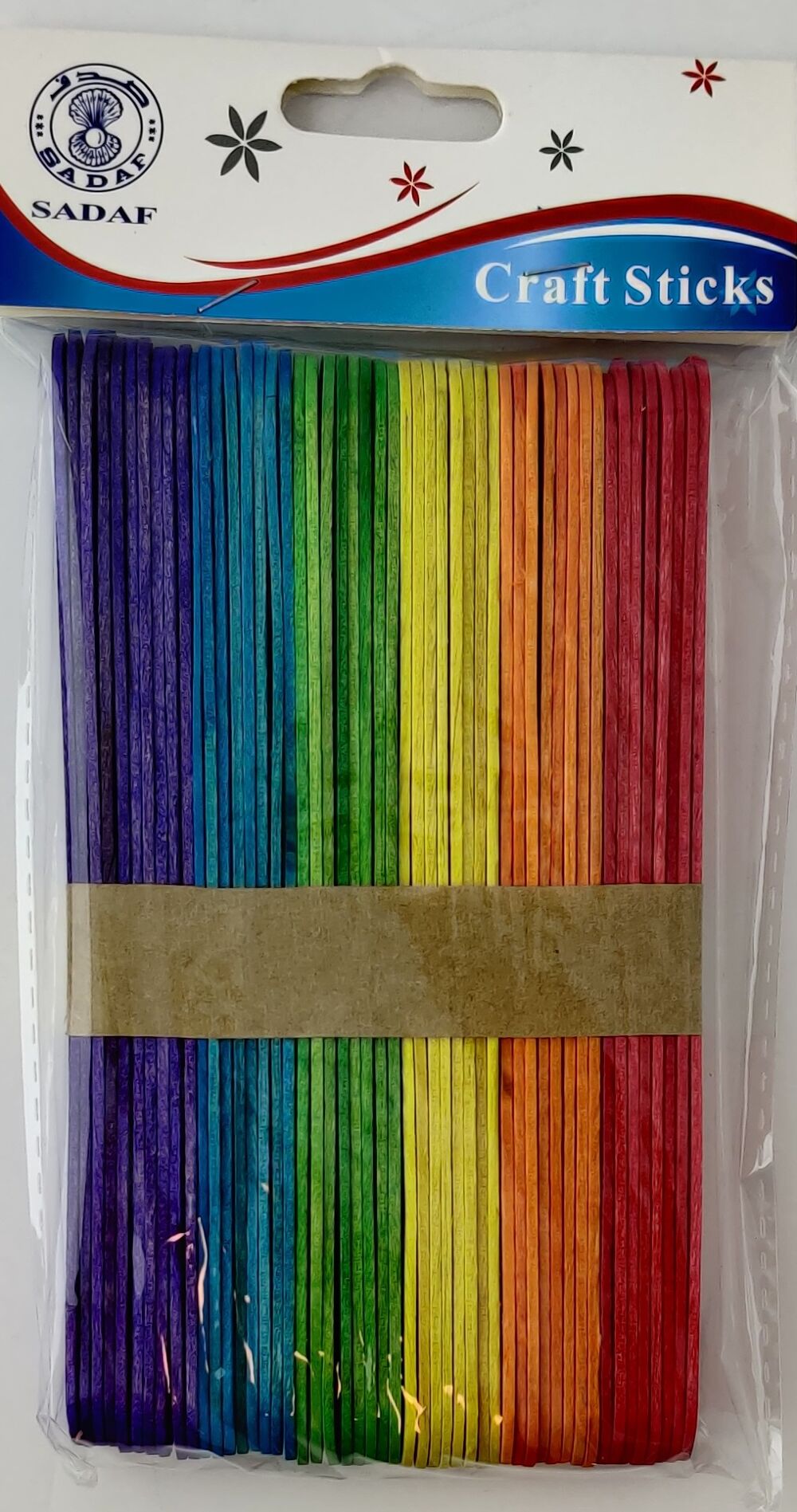 Sadaf Art And Craft Wooden Sticks Popsicle Sticks- 50pcs in 1 Pack Multi Colour Size -15cm