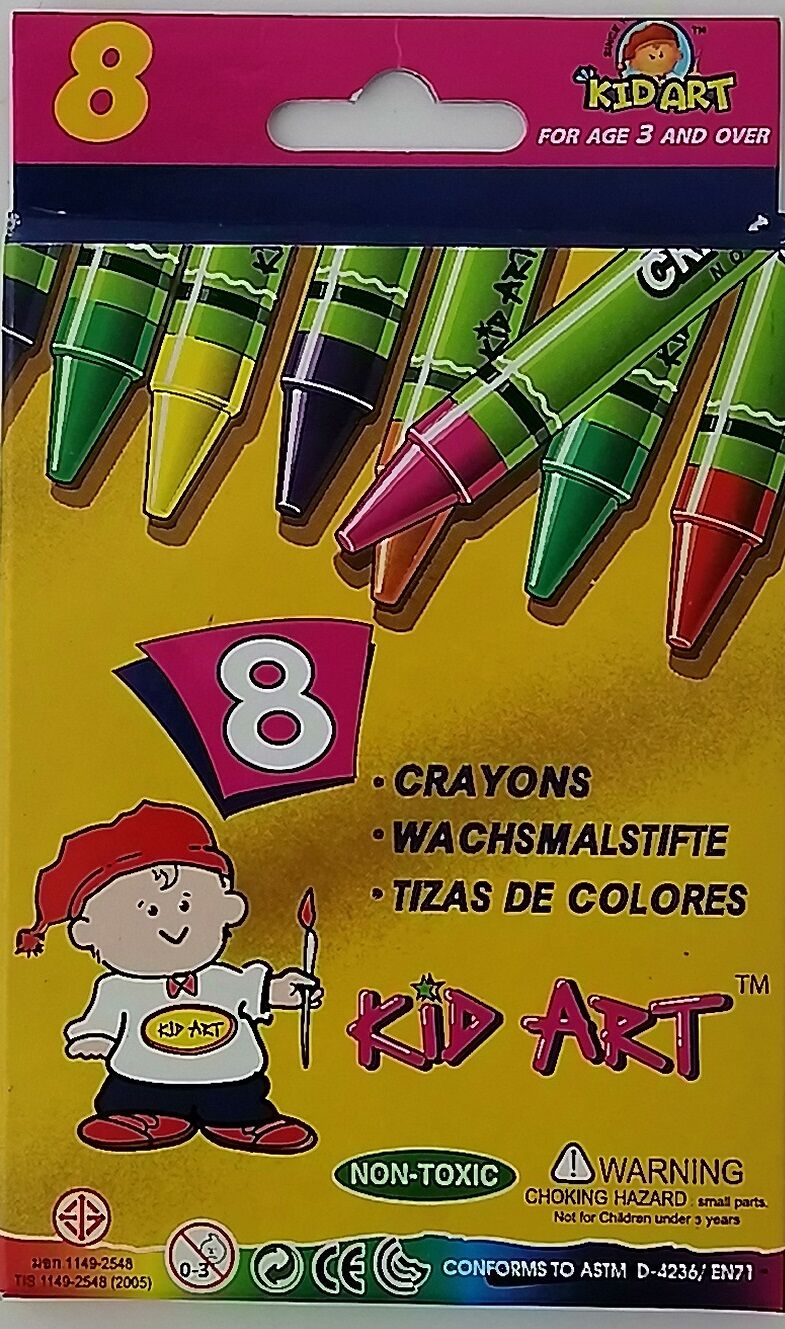 Kid Art 8 Pcs-MultiColor Crayons-Water Resistance