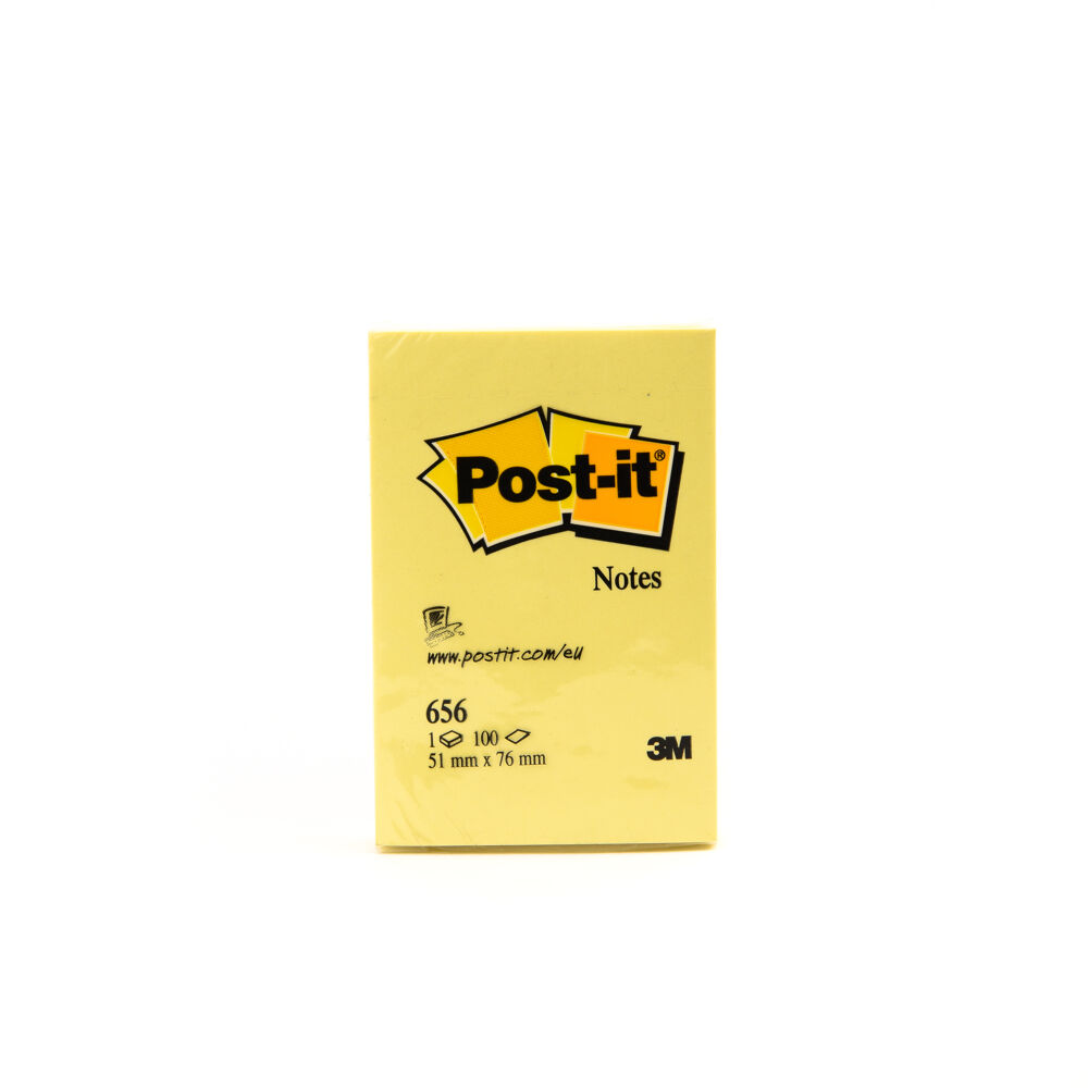 Post-it® Canary Yellow Notes 656. 2 x 3 in (51 mm x 76 mm) 12 pads Pack 100 sheets pad